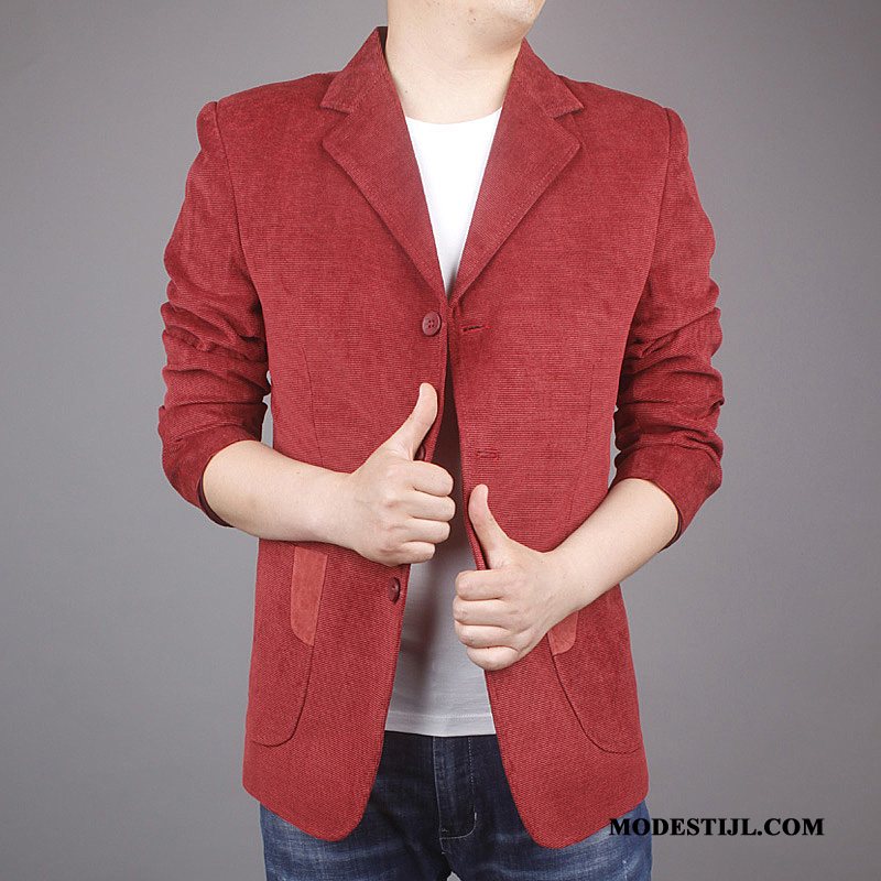 Heren Blazer Online Pak Dunne Mannen 2019 Jas Rood