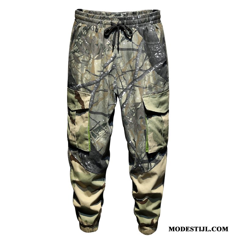 Heren Broeken Korting Bloemen Voorjaar Casual Broek Strak Zomer Camouflage Groen