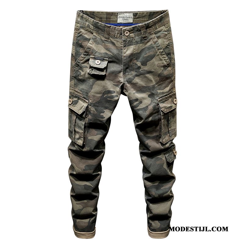 Heren Cargobroeken Goedkoop Cargo Broek Katoen Outdoor Casual Meer Zakken Camouflage Groen