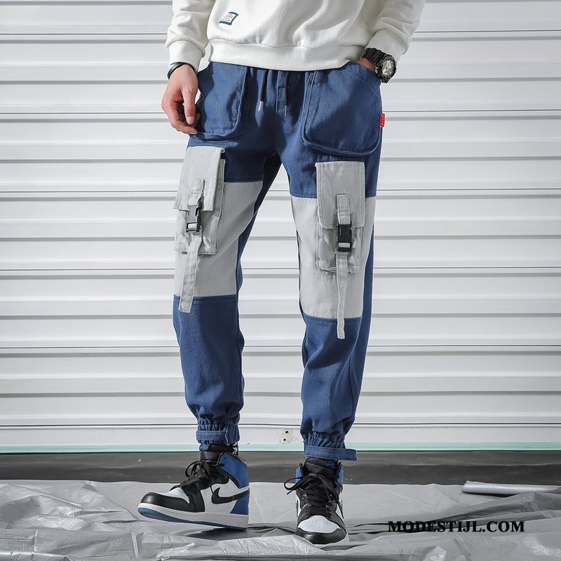 Heren Cargobroeken Online Trend Strak Herfst Cargo Broek 2019 Blauw