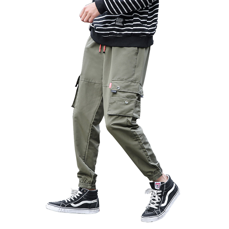 Heren Cargobroeken Sale Joggingbroek Voorjaar Casual Trend Losse Legergroene