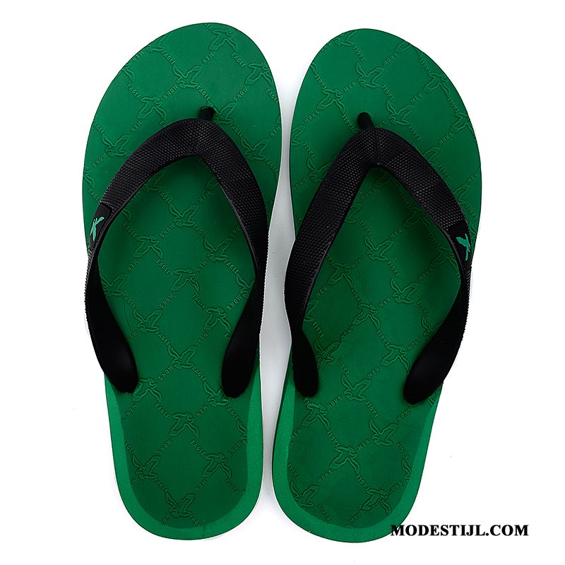 Heren Flip Flops Goedkoop Schoenen Casual Pantoffels Mannen Antislip Zandkleur Groen