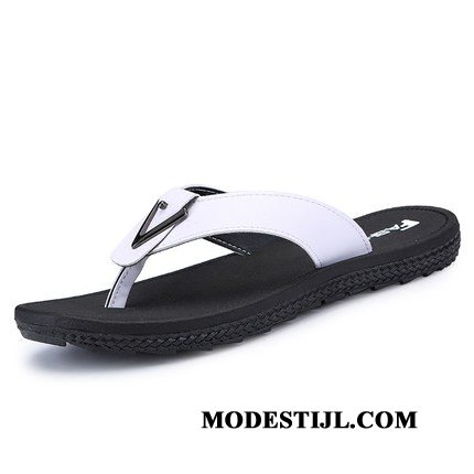 Heren Flip Flops Goedkoop Slipper Casual Antislip Outdoor Mannen Zandkleur Wit