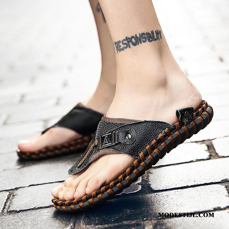 Heren Flip Flops Goedkoop Zomer Persoonlijk Pantoffels 2019 Bovenkleding Zandkleur Bruine