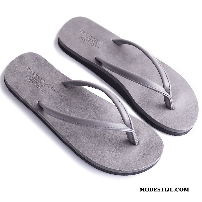 Heren Flip Flops Kopen Mode Zomer Slipper Trend Eenvoudige Grijs