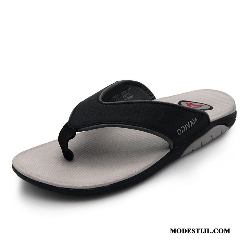 Heren Flip Flops Kopen Outdoor Sandaal Slipper Persoonlijk Mode Zandkleur Zwart