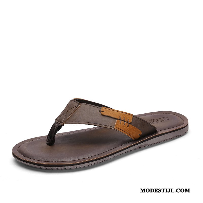 Heren Flip Flops Kopen Slipper Sandaal Vintage Mannen Outdoor Zandkleur Bruine
