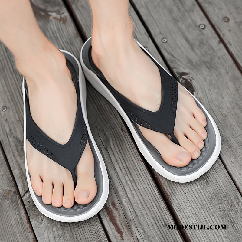 Heren Flip Flops Kopen Zomer Trend Mode Bovenkleding Lichte Zandkleur Zwart