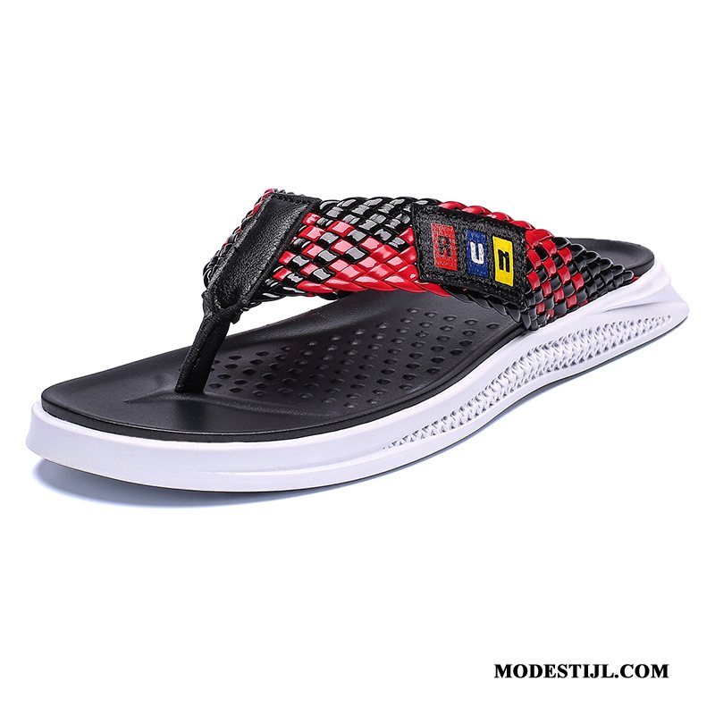 Heren Flip Flops Korting Sandaal Outdoor Zomer Mannen Pantoffels Zandkleur Rood Zwart