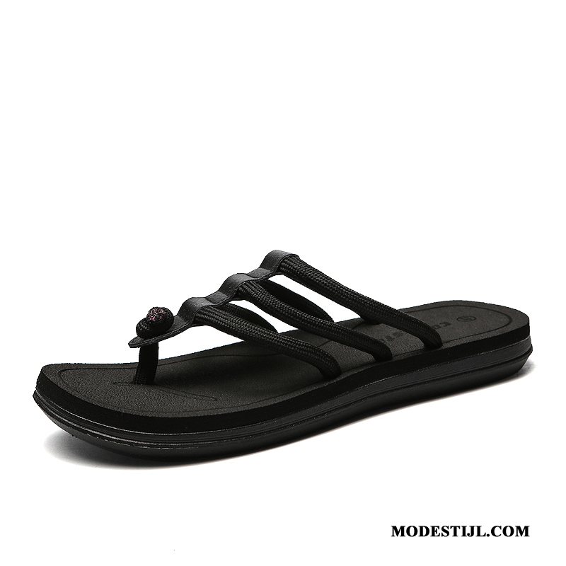 Heren Flip Flops Korting Schoenen Persoonlijk Pantoffels Mode Mannen Zandkleur Zwart