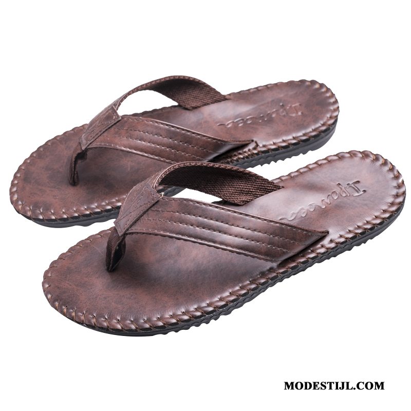 Heren Flip Flops Korting Slipper Trends Bovenkleding Antislip Mannen Zandkleur Bruine