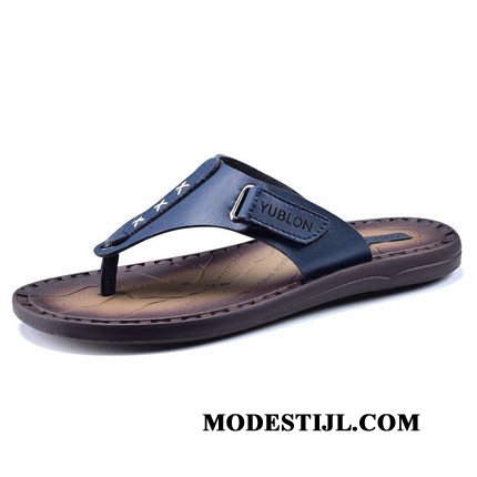 Heren Flip Flops Korting Zachte Zolen Trend 2019 Pantoffels Zomer Blauw Zandkleur