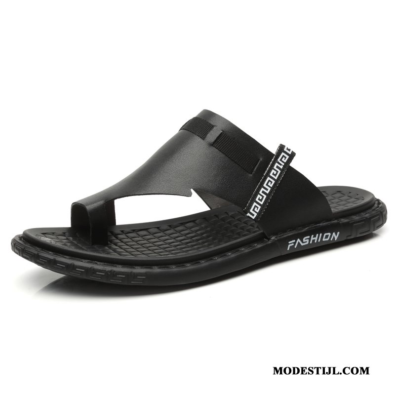 Heren Flip Flops Online Antislip Casual Slipper Persoonlijk Mannen Zandkleur Zwart