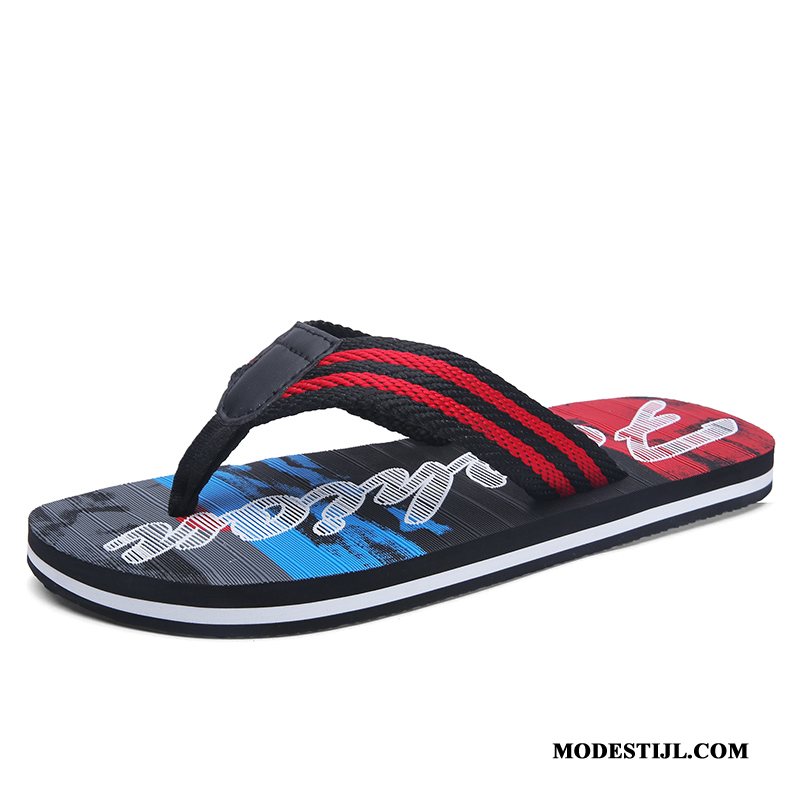 Heren Flip Flops Online Lichte Antislip Strand Zomer Student Zandkleur Rood