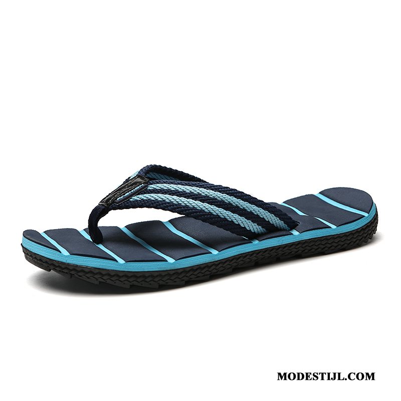 Heren Flip Flops Online Pantoffels Dikke Zool Slipper Slijtvastheid Schoenen Blauw Zandkleur