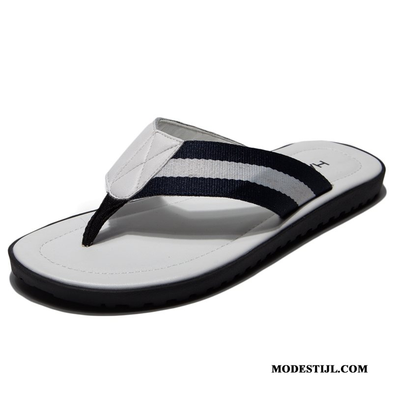 Heren Flip Flops Online Pantoffels Mode Mannen 2019 Casual Zandkleur Wit