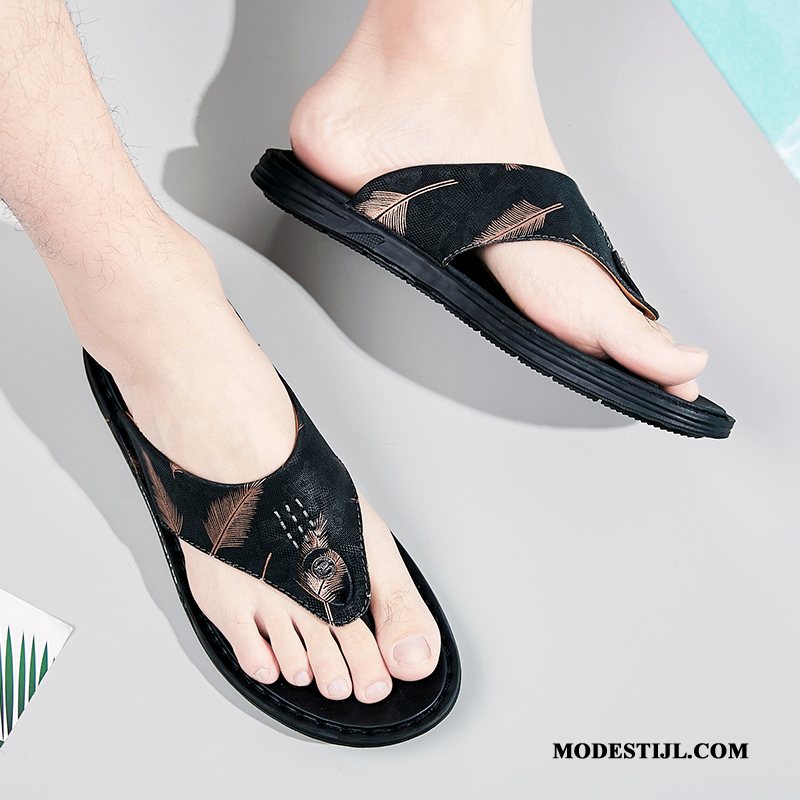 Heren Flip Flops Online Trend Pantoffels Persoonlijk Alle Wedstrijden Mannen Zwart