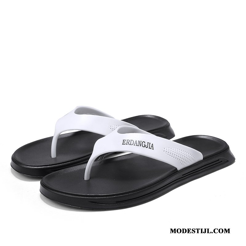 Heren Flip Flops Online Trend Pantoffels Zomer Slijtvastheid Rubber Zandkleur Wit