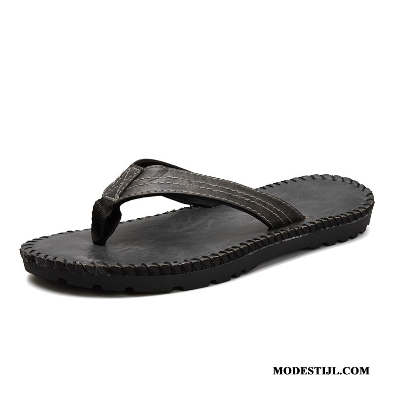 Heren Flip Flops Sale Mannen Slipper Bovenkleding Trend Pantoffels Zandkleur Zwart