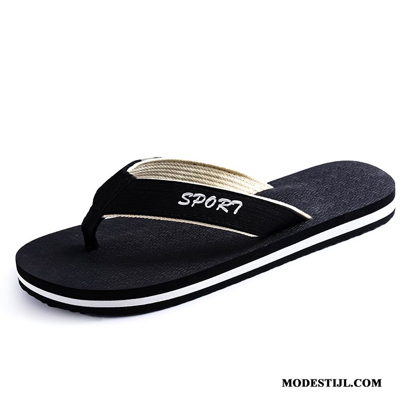 Heren Flip Flops Sale Mode Persoonlijk Bovenkleding Sandaal Antislip Zandkleur Zwart