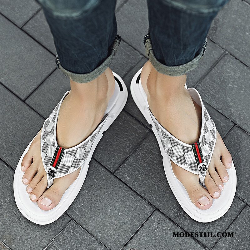 Heren Flip Flops Winkel Sandaal Persoonlijk Outdoor Trend Bovenkleding Zandkleur Wit