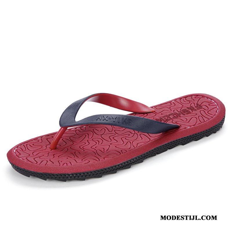 Heren Flip Flops Winkel Sandaal Slipper Trend Student Mannen Zandkleur Rood