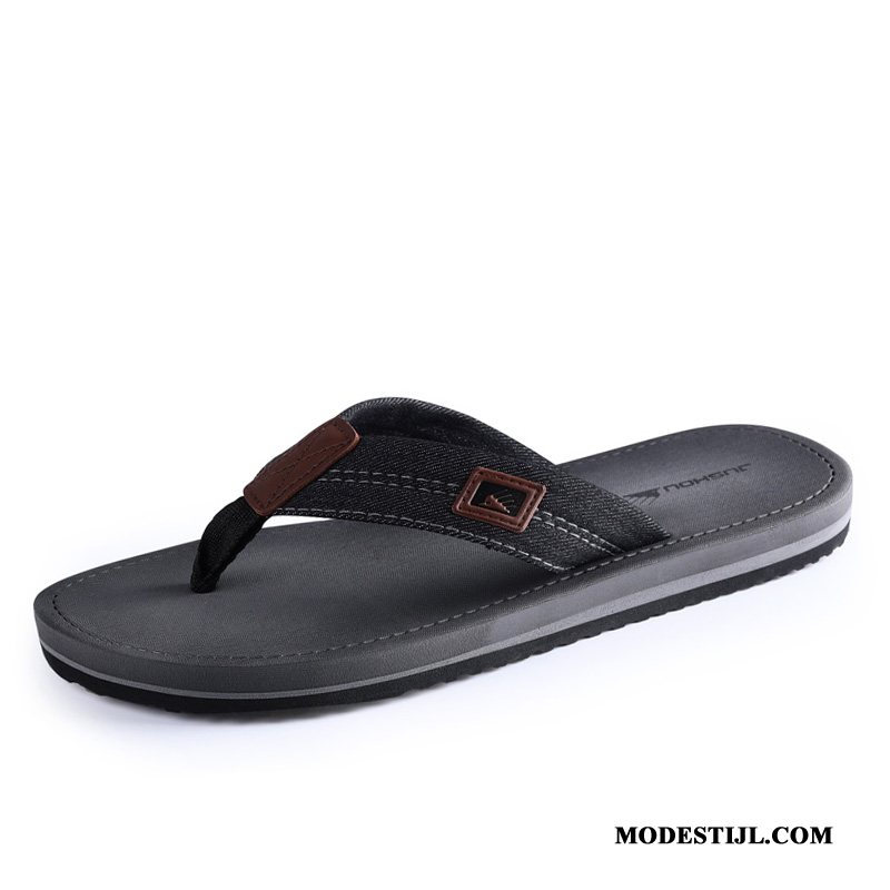 Heren Flip Flops Winkel Schoenen Persoonlijk Mode Outdoor Antislip Zandkleur Zwart