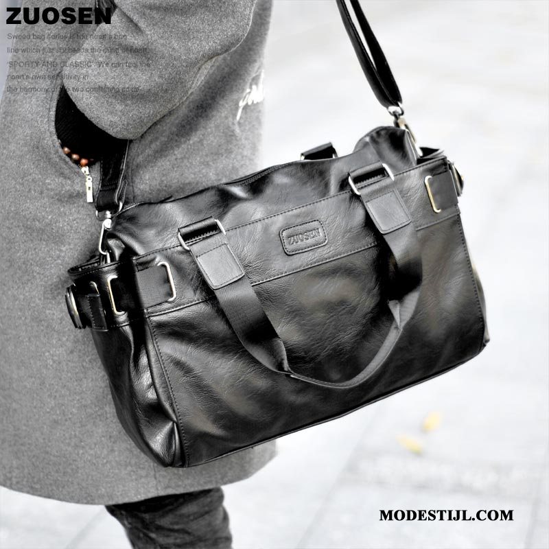 Heren Handtas Korting Messenger Tas Steil Haar Casual Schoudertas Reizen Zwart