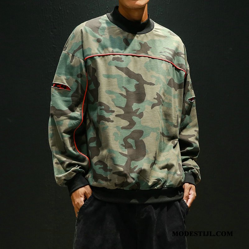 Heren Hoodies Goedkoop Jasje Pullover Trend Voorjaar Bedrukken Camouflage Groen