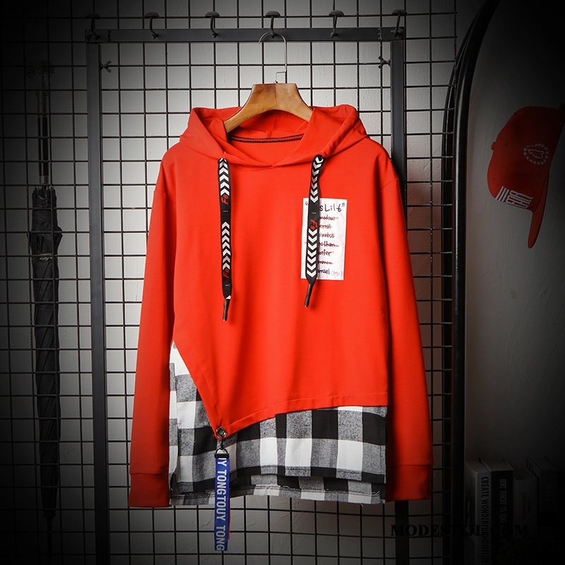 Heren Hoodies Sale Onderhemd Nieuw Mannen Trend T-shirt Lange Mouw Rood