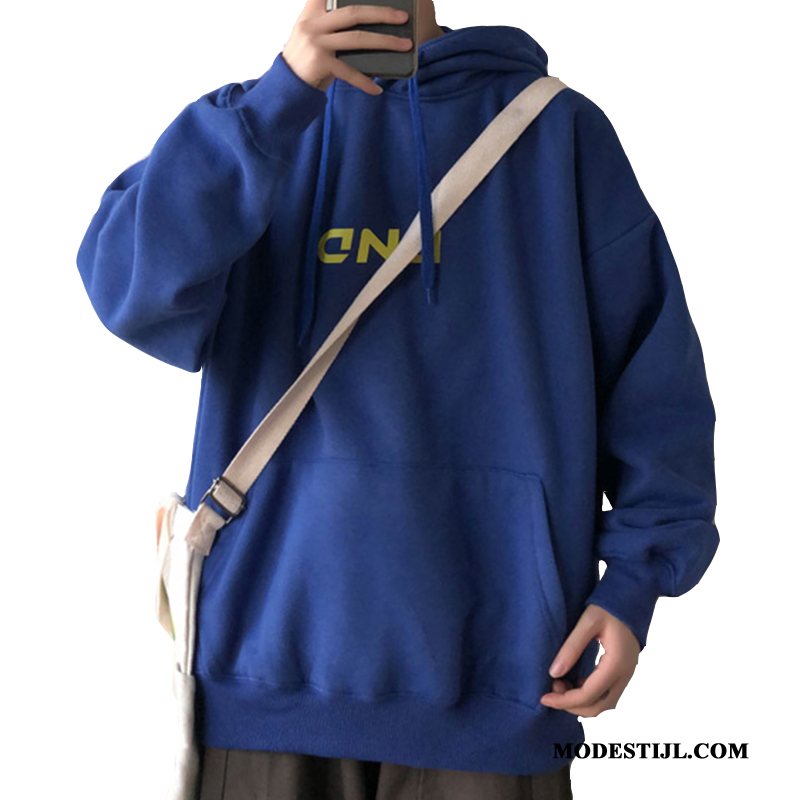 Heren Hoodies Sale Trend Losse Mannen Casual Student Blauw