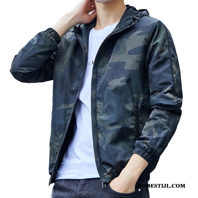 Heren Jassen Kopen Mannen Casual Jack Student Slim Fit Camouflage Blauw