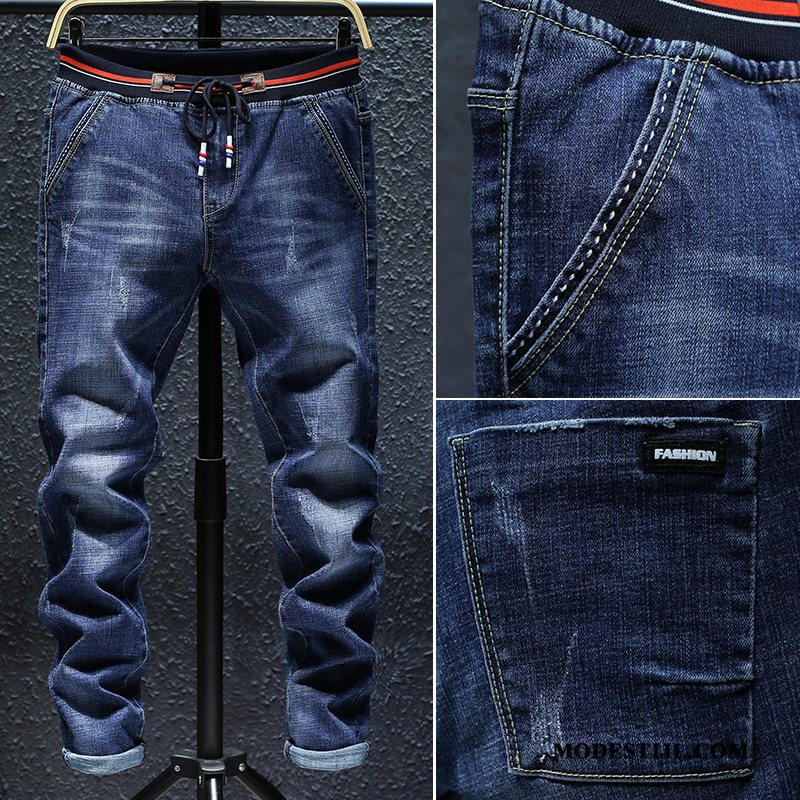 Heren Jeans Aanbiedingen Lange Mini Jeugd Trend Elastiek Blauw Zwart