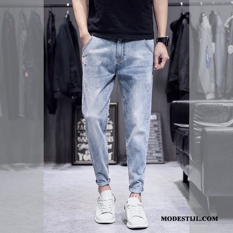 Heren Jeans Goedkoop Dunne Slim Fit Trendy Merk Mannen Elastiek Blauw Licht