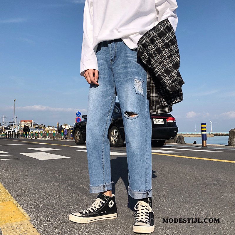 Heren Jeans Goedkoop Rechtdoor Losse Trendy Merk Mannen Voorjaar Blauw Licht