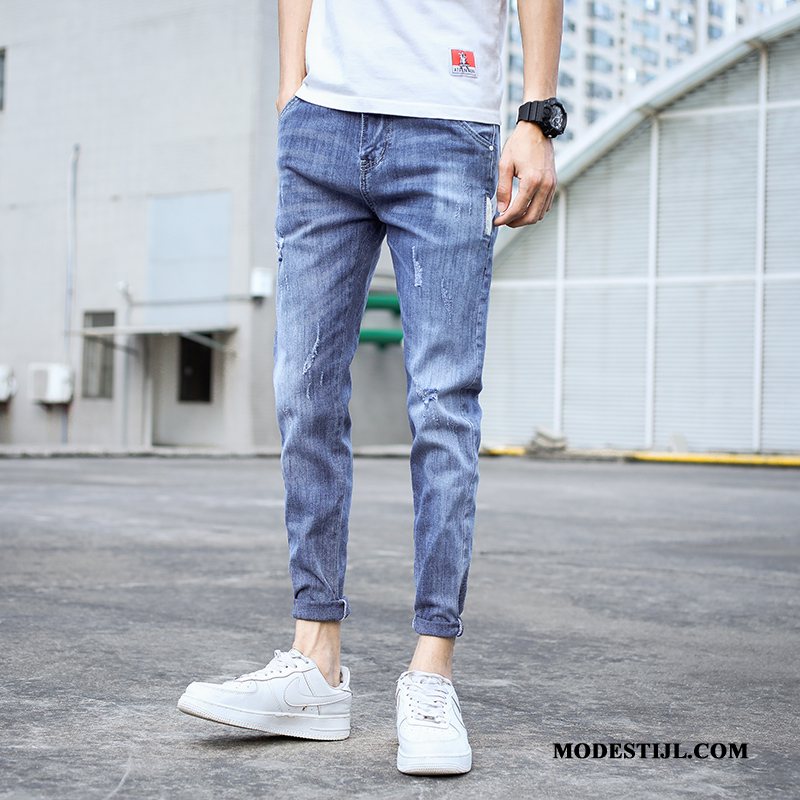 Heren Jeans Goedkoop Trend Slim Fit Trendy Merk Spijkerbroek Jeans Voorjaar Donkerblauw Licht