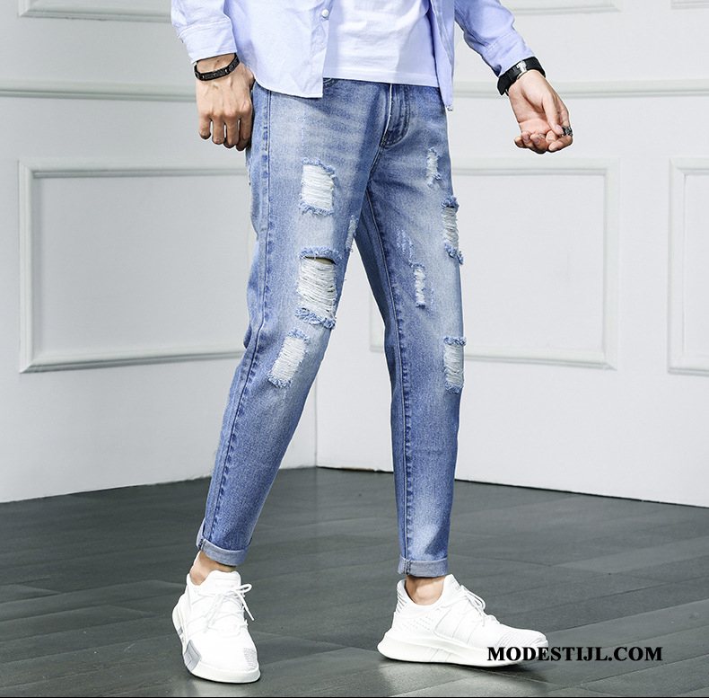 Heren Jeans Korting Trend Student Spijkerbroek Jeans Mini Dunne Lichtblauw