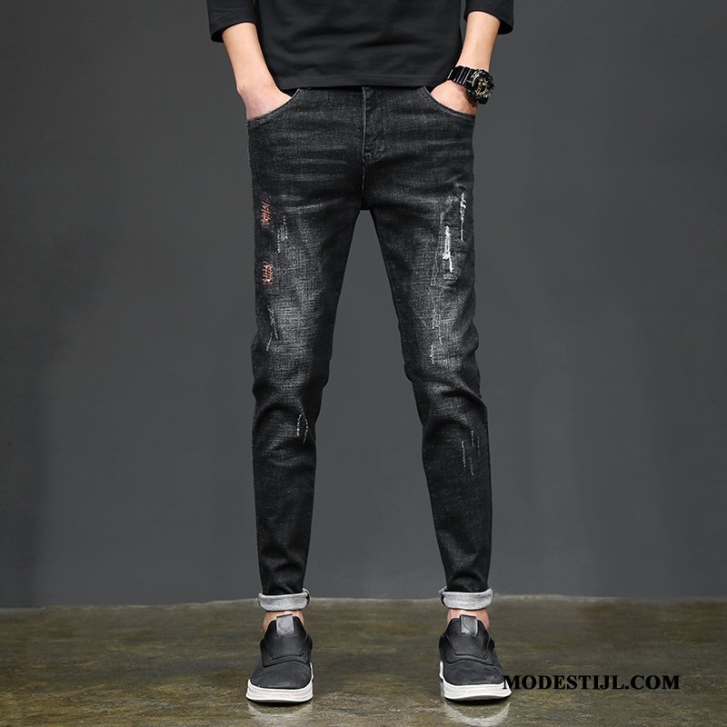 Heren Jeans Online Gaten Mannen Voorjaar Spijkerbroek Jeans Zomer Zwart