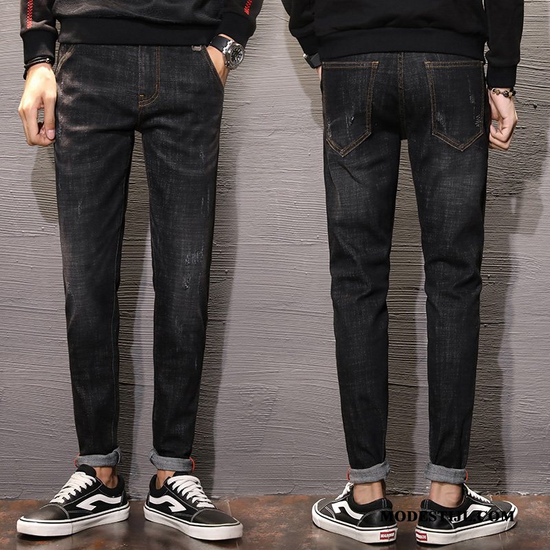Heren Jeans Sale Mini Broek Winter Herfst Trend Zwart