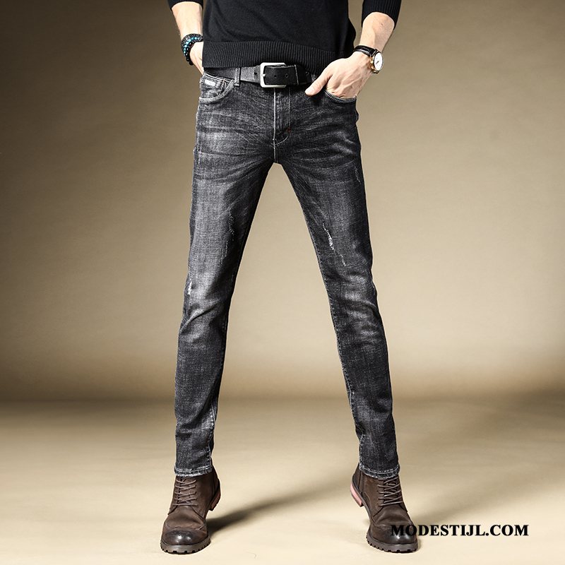 Heren Jeans Sale Trend Elastiek Mode Mannen Spijkerbroek Jeans Zwart