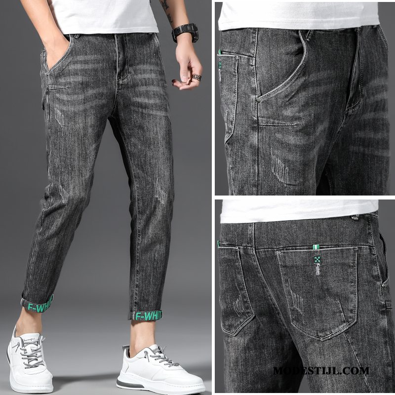 Heren Jeans Winkel Zomer Losse Slim Fit Trend Potlood Broek Zwart