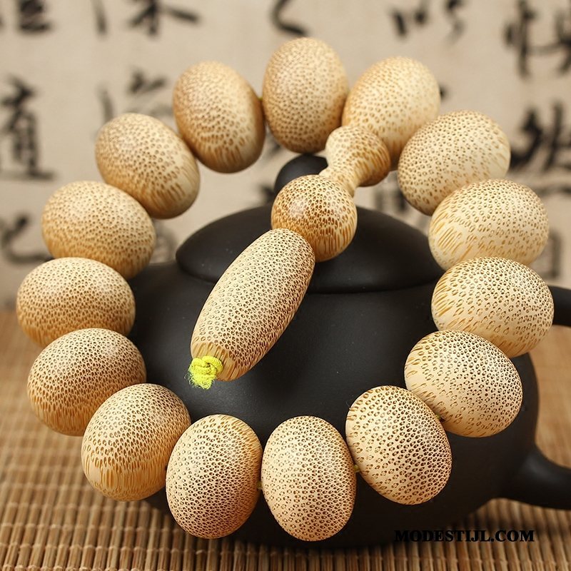 Heren Koralik Bransoletki Korting Armbanden Zijde Dragon Patroon Bamboe Bruine Gouden