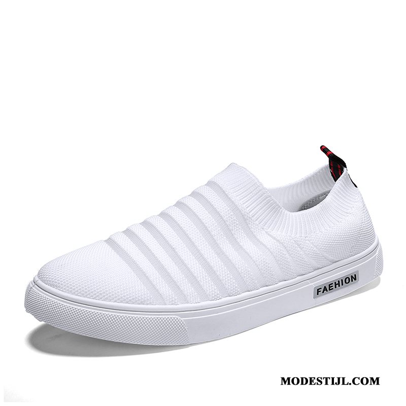 Heren Mocassins Aanbiedingen Maas Textiel Schoenen Slip On Canvas Wit