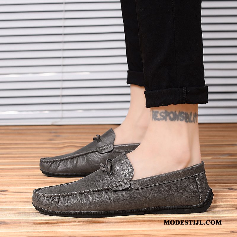 Heren Mocassins Goedkoop Bootschoenen Leren Schoenen Brits Slip On Casual Grijs