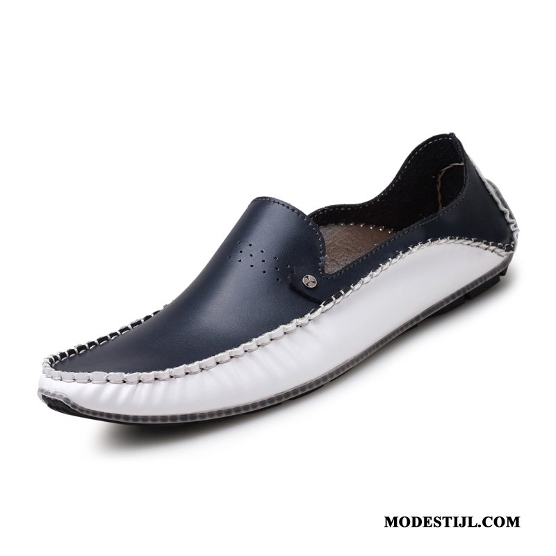 Heren Mocassins Kopen Bootschoenen Mannen Slip On Trend Groot Blauw