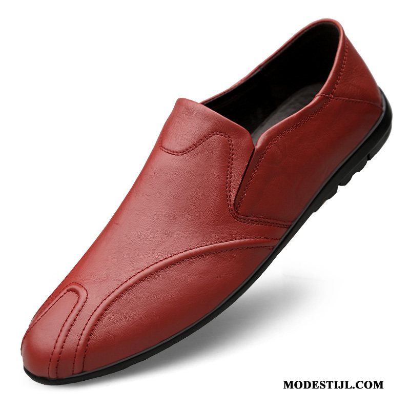 Heren Mocassins Kopen Casual 2019 Mannen Leren Schoenen Zachte Zolen Rood