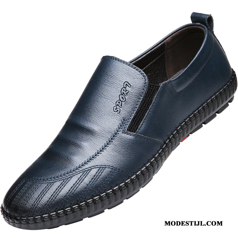 Heren Mocassins Kopen Casual Grote Maten Mannen Groot Leren Schoenen Marineblauw