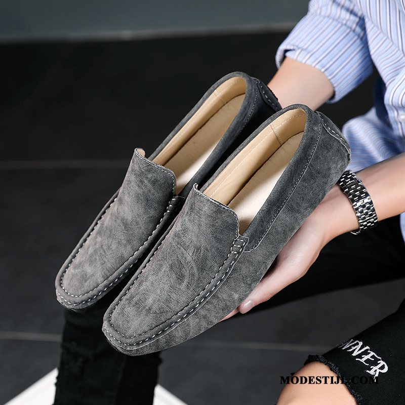 Heren Mocassins Sale Eenvoudige Trend Echt Leer Voorjaar Bootschoenen Grijs