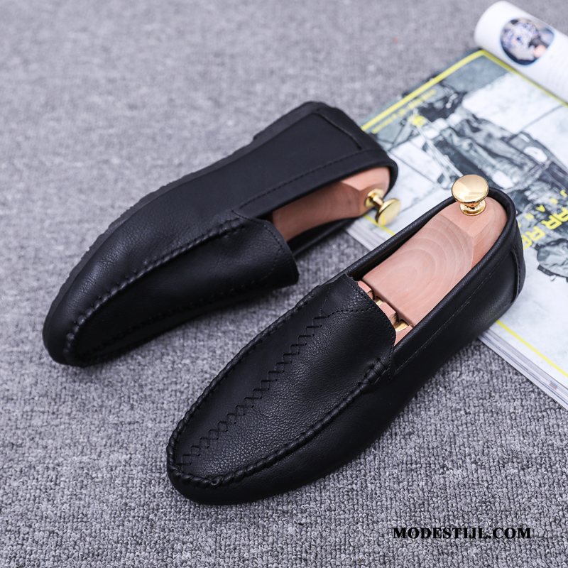 Heren Mocassins Winkel Casual Slip On Mannen Leren Schoenen Bootschoenen Zwart