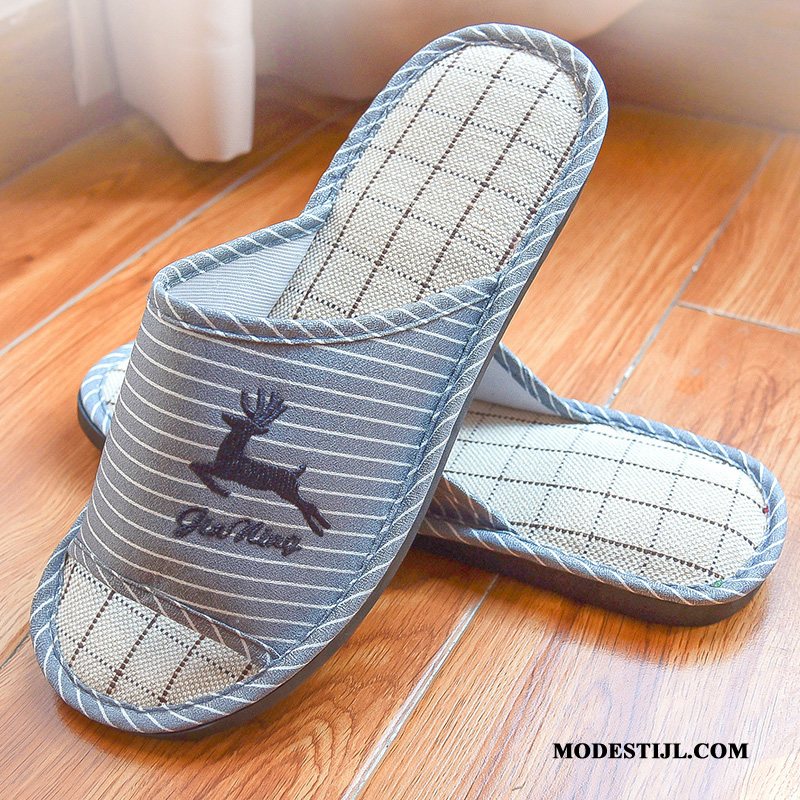Heren Pantoffels Kopen Zachte Zolen Grote Maten Mannen Binnen Slippers Blauw